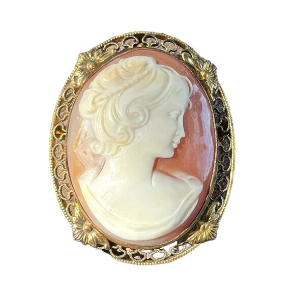 Antique Victorian Cameo Brooch/Pendant Carved Shell Bowed Large - Picture 14 of 14